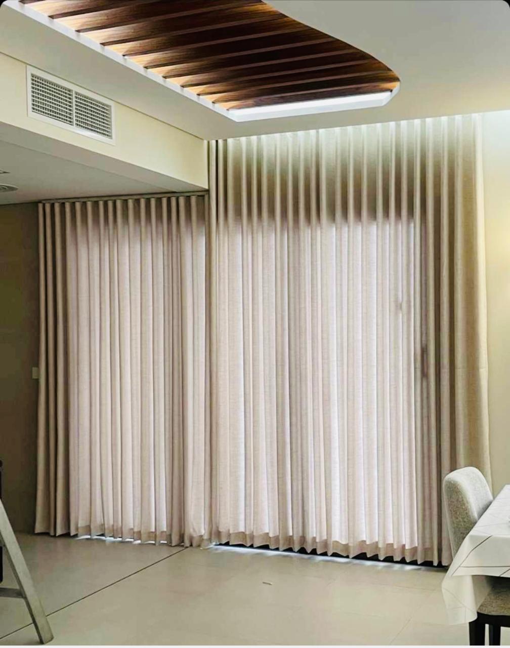 Otaibi Ripple-Fold Beige Curtains – Soft Blackout Modern Panels
